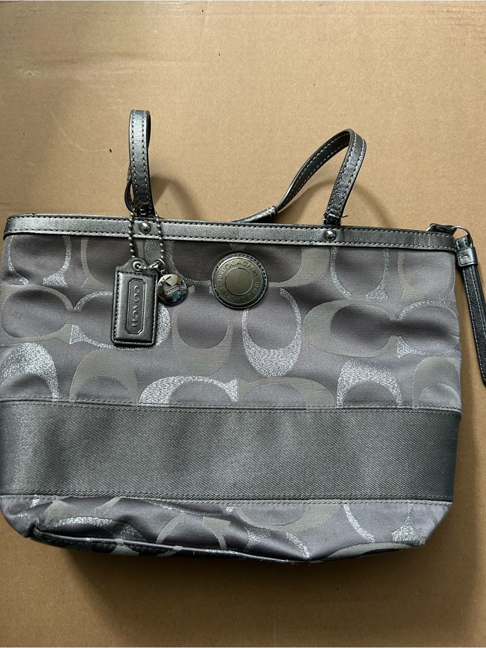 Coach Gray Signature Jacquard Tote - Gray
